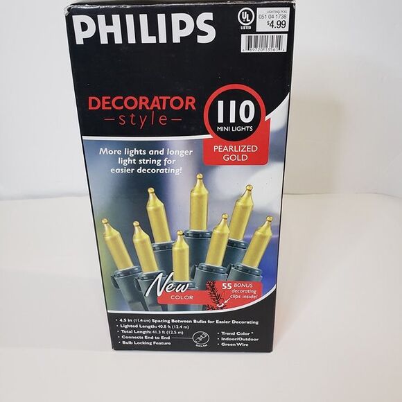 NEW Pearlized Gold Electric 110 Mini String Lights 40ft long - Picture 2 of 8